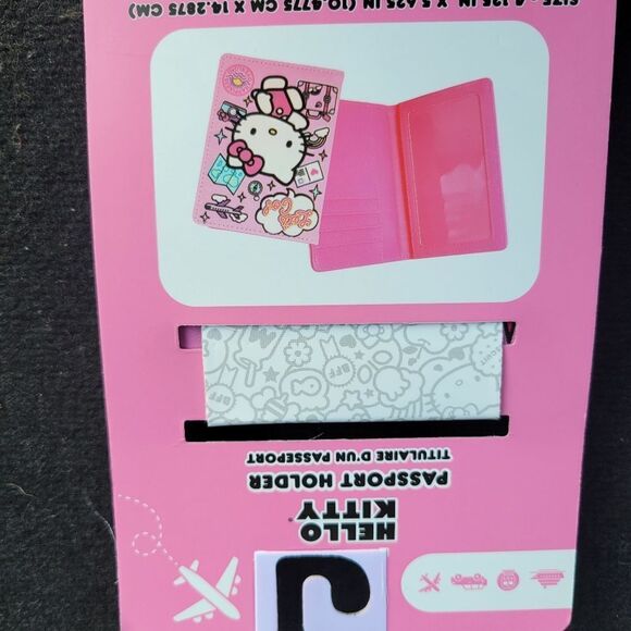 NEW HELLO KITTY PINK PURPLE PASSPORT COVER TRAVEL WALLET NWT - Picture 2 of 5